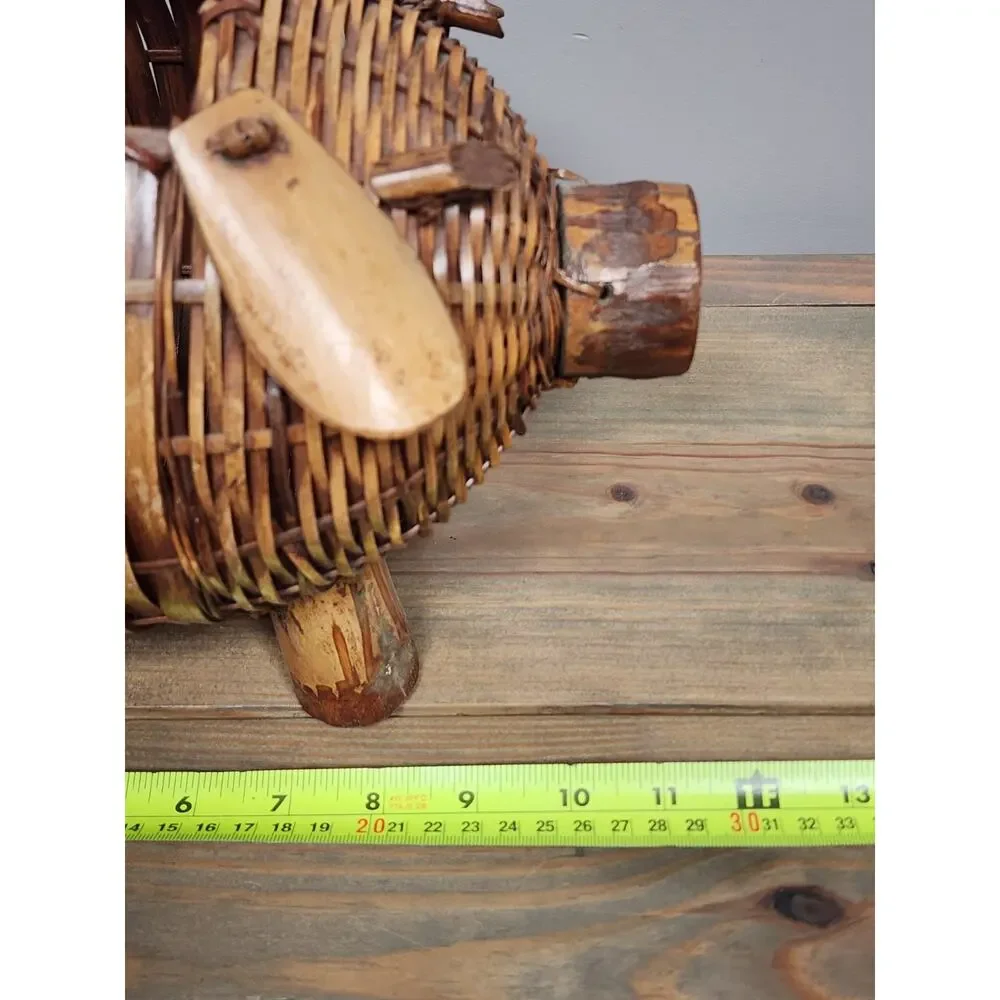 Basketville Hand Woven Wicker and Bamboo Pig Basket Planter